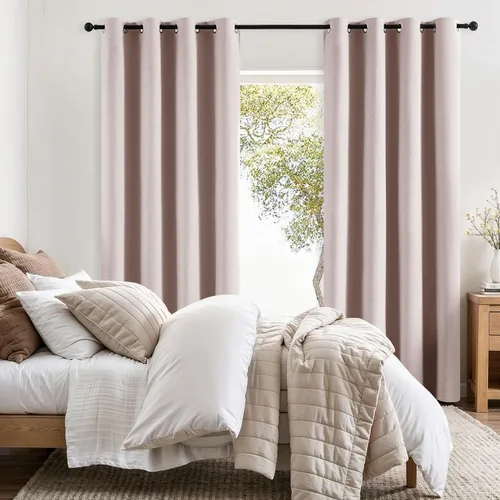 Miniatura 26 de Jubilantex Cortinas opacas plisadas negras de 63 pulgadas, cortinas de lino sintético para dormitorio, sala de estar, casa rural, juego de cortinas