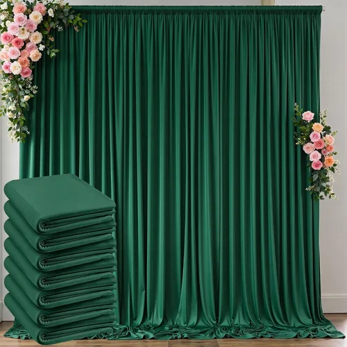 Miniatura 122 de Cortinas de telón de fondo blanco de 30 pies x 8 pies para fiestas de boda, 6 paneles de 5 pies x 8 pies, cortinas de fotografía de poliéster sin