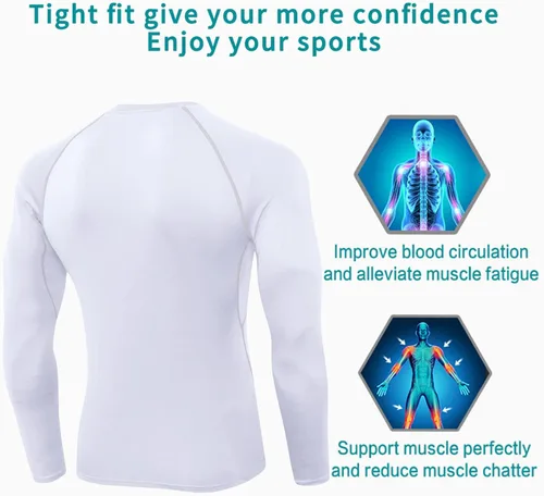 Miniatura 2 de Camisetas de compresión para hombre, manga larga, para entrenamiento, gimnasio, correr, camisetas deportivas frescas y secas