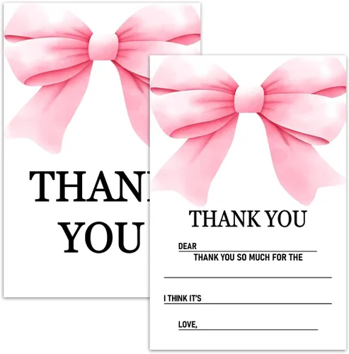 Miniatura 10 de Tarjetas de agradecimiento en blanco para decoración de fiestas de cumpleaños, notas de agradecimiento para niños o niñas, 20 tarjetas con 20 sobres