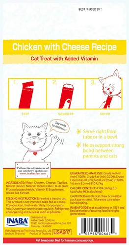 Miniatura 2 de INABA - Golosinas Churu para gatos, puré cremoso para gatos, sin cereales, que se puede lamer y exprimir / suplemento con vitamina E y taurina, 0.5