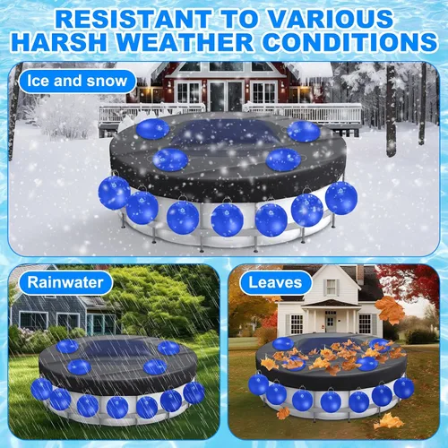 Miniatura 6 de Hungdao Almohada de piscina sobre el suelo de 4 pies y 12 bolsas de agua colgantes para cubierta de piscina, kit de preparación de invierno