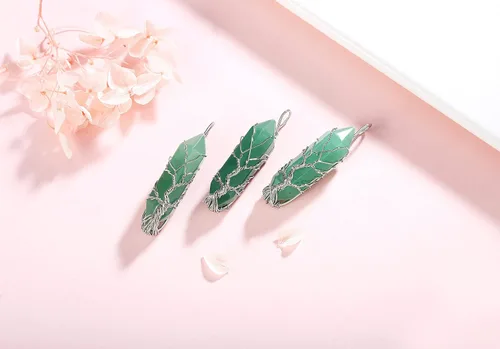 Miniatura 3 de XIANNVXI Collar con colgante de luna creciente envuelta en alambre con forma de árbol de la vida Collar con piedras de cristal curativo de reiki