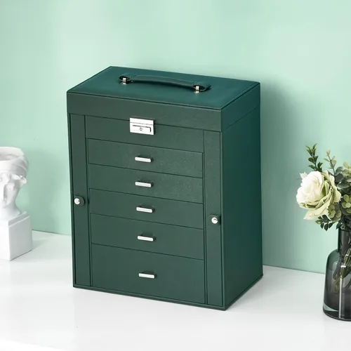 Miniatura 7 de ANWBROAD 6 Tier Huge Jewelry Box Jewelry Organizer Box Display Storage Case Holder with Lock Mirror Girls Jewelry Box for Earrings Rings Necklaces