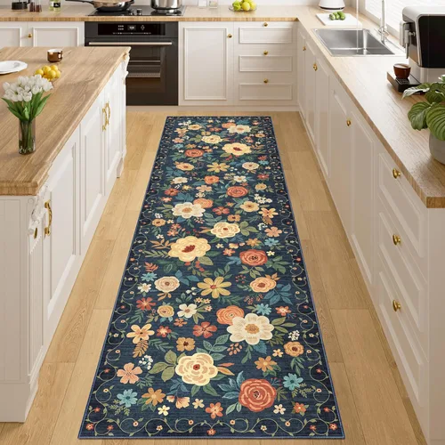 Miniatura 87 de DUKINO Alfombra de área de 6 x 9 pies, alfombra floral para sala de estar, ligera, antideslizante, lavable, alfombra de interior de pelo bajo