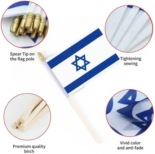 Miniatura 3 de Paquete de 25 banderas israelíes pequeñas de mano con bandera israelí en palo de 5 x 8 pulgadas