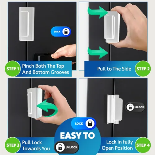 Miniatura 4 de Dwell+Good Cerraduras de Puerta (Paquete de 2) - Fáciles de Instalar Cerraduras de Puerta de Seguridad de Aluminio para el Hogar para Puerta Blanco