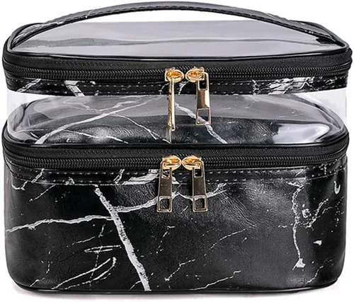 Miniatura 22 de FITINI Bolsas de Maquillaje de Doble Capa para Almacenamiento de Viaje Estuches Cosméticos Organizador de Maquillaje Bolsas de Aseo Resistentes al