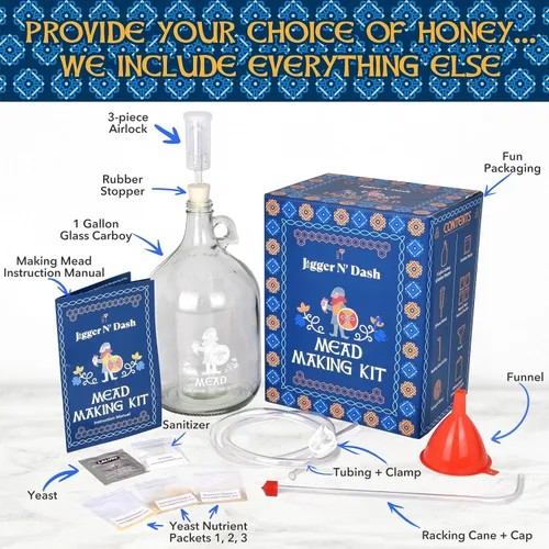 Miniatura 3 de Jigger N' Dash Mead Making Kit – Kit reutilizable para hacer miel – Kit completo de Mead – Todos los suministros de hidromiel que necesitas hacen 1