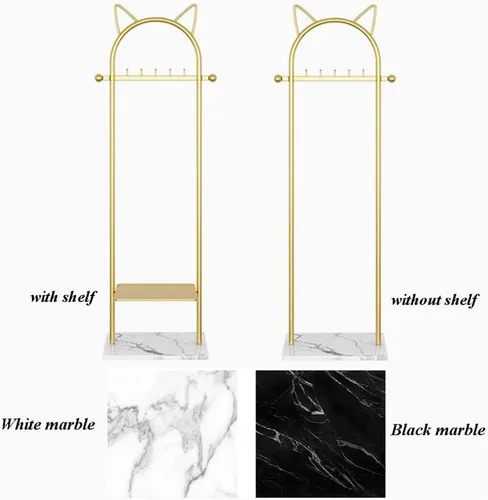 Miniatura 4 de Perchero dorado para ropa, perchero con base de mármol estable para abrigos, sombreros, bufandas, ropa y bolsos, para el hogar, dormitorio, hotel