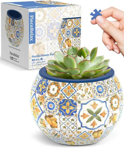 Miniatura 10 de PieceRelax Rompecabezas 3D Maceta 80 Piezas - Abundancia de Otoño, Macetas de Flores de Decoración del Hogar para Cactus de Interior, Macetas