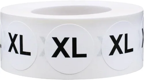 Círculo blanco extra grande XL tamaño de ropa pegatinas para ropa al por menor 0,75 pulgadas 500 etiquetas adhesivas totales