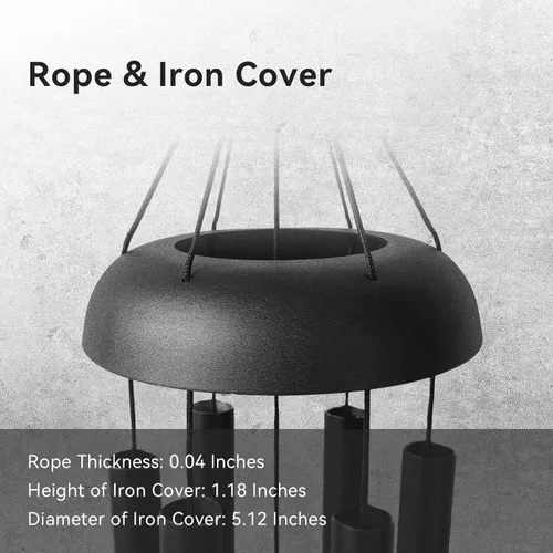 Miniatura 5 de Campanillas de viento para exteriores, campanillas de viento de metal de tono profundo de 32 pulgadas con 6 tubos de aluminio grueso, campanillas