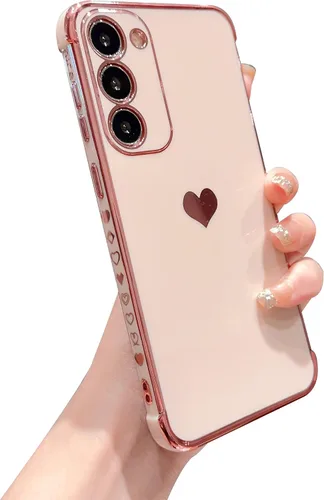 Miniatura 51 de phylla Funda de teléfono compatible con Samsung Galaxy A12 de 6.5 pulgadas, lindo corazón chapado en oro, elegante funda de lujo para mujer