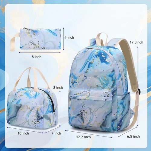 Miniatura 3 de BLUBOON Mochila escolar para niñas y adolescentes con lonchera y estuche para lápices compartimento para computadora portátil, mochila casual