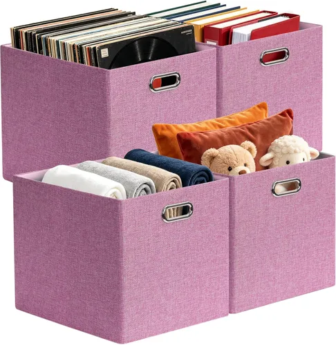 Miniatura 15 de Posprica Contenedores de almacenamiento plegables de 13 x 15 x 13 pulgadas, cajas de almacenamiento cúbicas plegables de tela, organizador de cestas