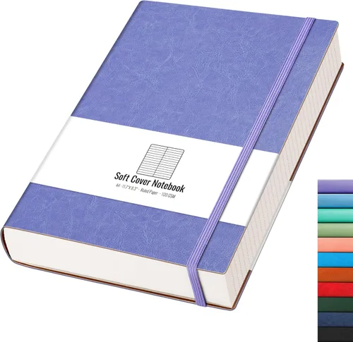 Miniatura 20 de AHGXG Cuaderno rayado – 320 páginas numeradas grande B5 grueso diario universitario rayado, papel rayado grueso de 100gsm, tapa blanda de piel Azul