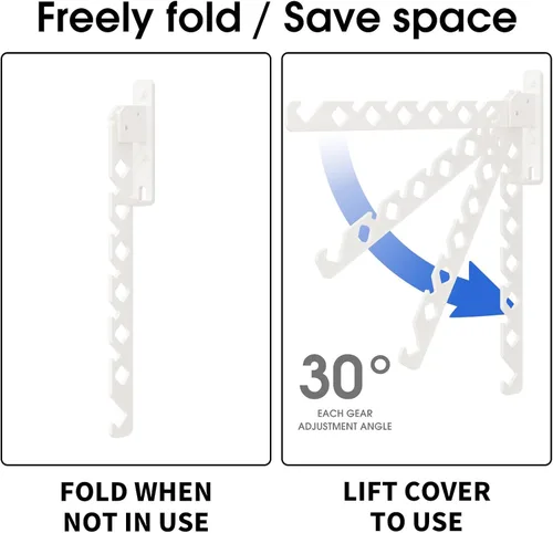 Miniatura 2 de Estante de secado de ropa para montaje en la pared, gancho de pared para lavandería, colgador de ropa plegable, estante de pared para interiores