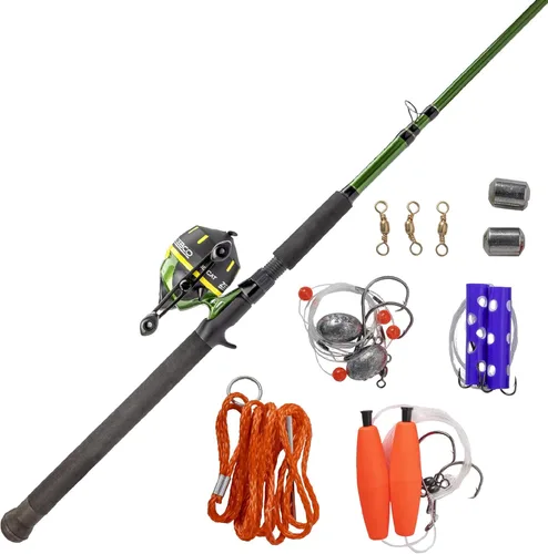 Combo de carrete y caña de pescar Zebco 606 Big Cat Spincast, caña telescópica de 7 pies de 2 piezas, potencia medio-pesada, acción moderada-rápida,