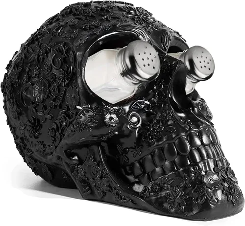 Juego de salero y pimentero de calavera, decoraciones de cocina, soporte para especias de cocina, malvado humano, medieval, poliresina, calavera,