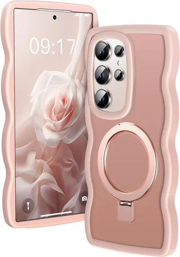 Miniatura 15 de [Soporte magnético y marco ondulado] Funda para Samsung Galaxy S24 Ultra [compatible con MagSafe] [protección militar contra caídas] no amarillenta
