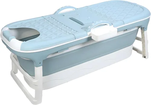 Bañera portátil para adultos, bañera plegable grande de 50 pulgadas con tapa, bañera plegable reutilizable independiente, bañera plegable para