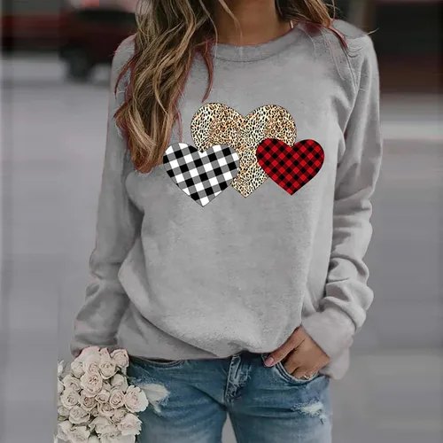 Miniatura 95 de Sudadera de manga larga con estampado de leopardo y corazón para mujer, para el día de San Valentín, sin botones, para niñas, regalos