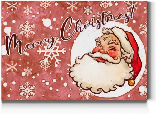 Miniatura 32 de Renditions Galley - Arte de pared de Papá Noel de dibujos animados, fondo de copo de nieve verde y blanco, decoraciones de Navidad lindas y frescas