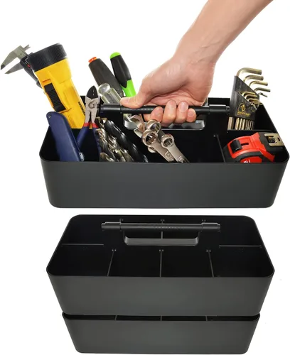 Cesta grande portátil, divisores DIY, 8 compartimentos, organizador para suministros escolares, de oficina, para el hogar y negocios, cesta portátil