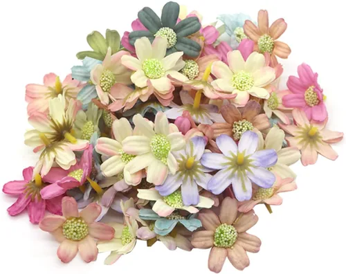 Miniatura 5 de Cabezas de flores falsas, 100 piezas de cabeza de flor artificial, margaritas artificiales, girasoles falsos, pétalos a granel, flores falsas