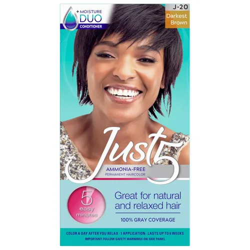 Miniatura 13 de Just 5 Tinte permanente para el cabello de las mujeres en 5 minutos con acondicionador, coloración del cabello gris para las mujeres - Negro azabache