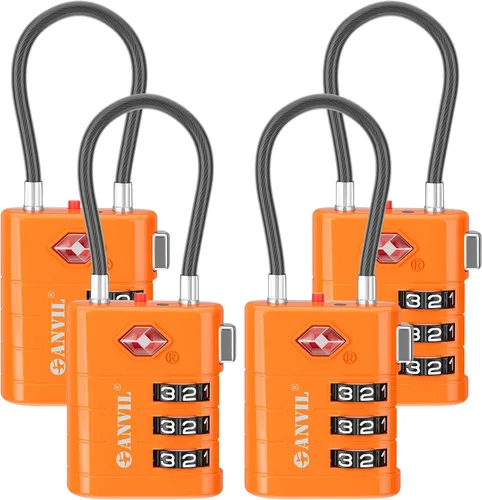 Miniatura 18 de ANVIL Candados para Equipaje Aprobados por TSA – Candados de Viaje de Combinación TSA008 de Alta Seguridad con Indicador de Inspección para Maletas