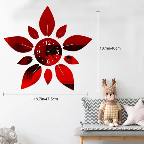 Miniatura 2 de Pegatinas de espejo de pared grandes digitales 3D con diseño de flores modernas, autoadhesivas, de cristal, acrílico, pétalos, bricolaje