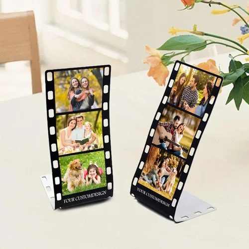 Miniatura 6 de Marco de fotos con tira de película personalizada, nombres y texto, rollo de cámara personalizado retro de aluminio, regalo de imagen con logotipo