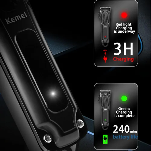 Miniatura 3 de KEMEI KM-1071 - Cortapelos para hombre, profesional, inalámbrica, con cable, para cortar y arreglar el cabello, recortadora de barba recargable