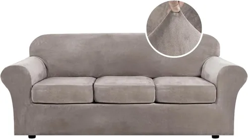 Miniatura 81 de H.VERSAILTEX - Funda elástica para sofá de 3 piezas, de suave terciopelo afelpado, para sofá biplaza con 2 cojines de hasta 72 pulgadas de ancho, se