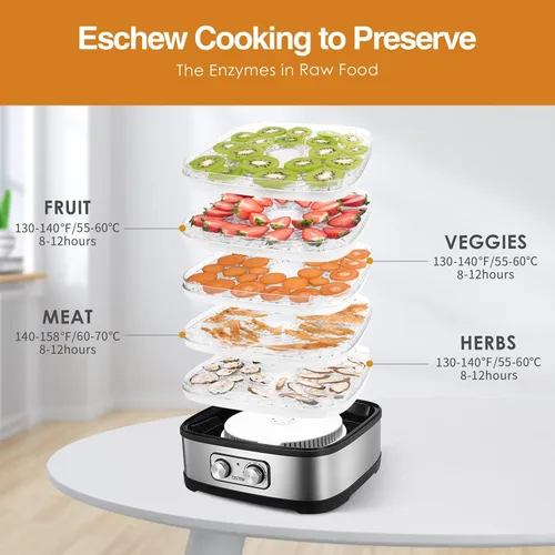 Miniatura 4 de OSTBA Deshidratador de alimentos, deshidratador para alimentos y cecina, frutas, hierbas, verduras, control de temperatura, máquina eléctrica