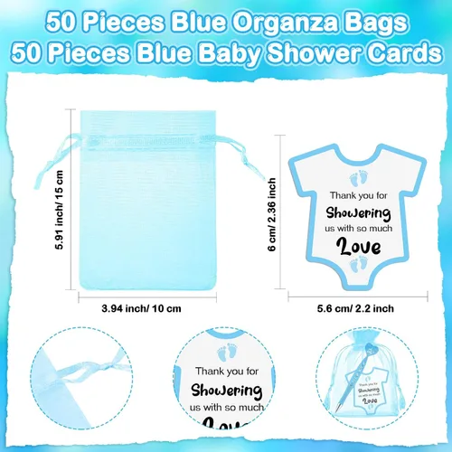 Miniatura 3 de Harloon Juego de 50 bolígrafos de baby shower, recuerdos para invitados, bolígrafos It's a Boy, regalos de fiesta de baby shower, tarjetas azules