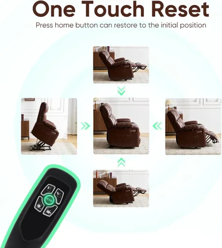 Miniatura 5 de Silla reclinable de elevación eléctrica de doble motor para personas mayores con masaje y calor, silla elevadora de gran tamaño con almacenamiento