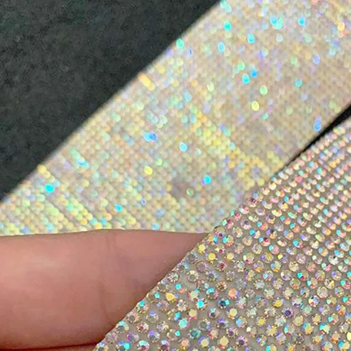 Miniatura 5 de Rollo de tiras de cinta de diamantes de imitación de 3 yardas, cinta de diamantes de imitación decorativos, calcomanías decorativas de diamantes