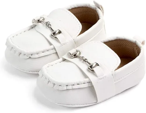 QIETION Zapatos Oxford de piel sintética con suela suave, antideslizantes, para niños y niñas, para caminar