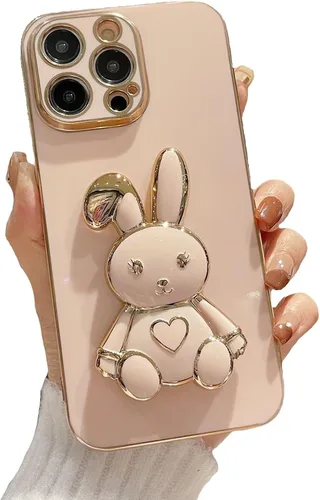 Miniatura 24 de Estuche con soporte de conejo de corazón para Xiaomi Redmi Note 10S, galvanizado suave TPU protector delgado a prueba de golpes con lindo conejito