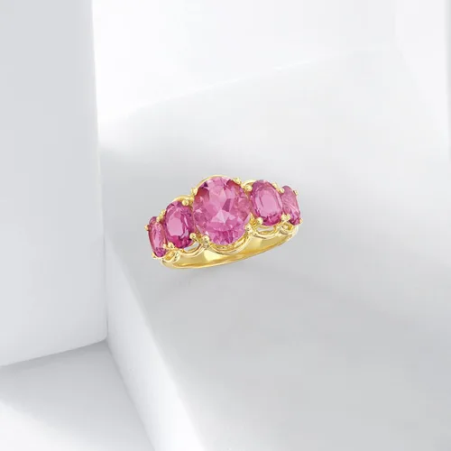 Miniatura 4 de Ross-Simons 4.50 ct. t.w. Gemstone 5-Stone Ring in 18kt Gold Over Sterling