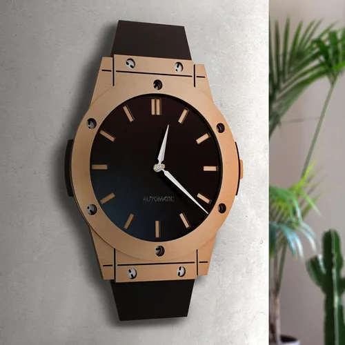 Miniatura 9 de Reloj de Pared Hecho a Mano con Temática de Rolex con Apariencia de Reloj de Pulsera, Reloj Analógico Grande y Silencioso, Reloj de Madera Grande