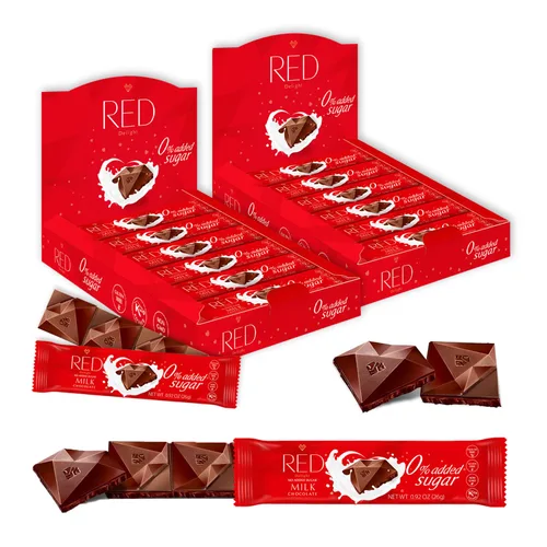 Miniatura 11 de RED Delight - Barras de chocolate con leche de avellana y macadamia sin azúcar añadida, paquete de 24
