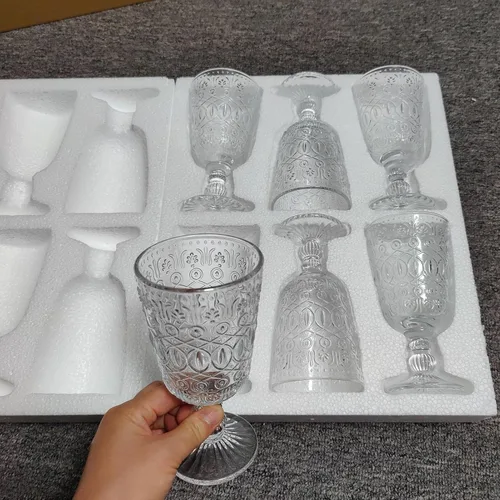 Miniatura 4 de Taganov Juego de 6 copas de vino vintage transparentes, 10 onzas, con tallo, bonitas copas de vidrio para bodas, fiestas, bar
