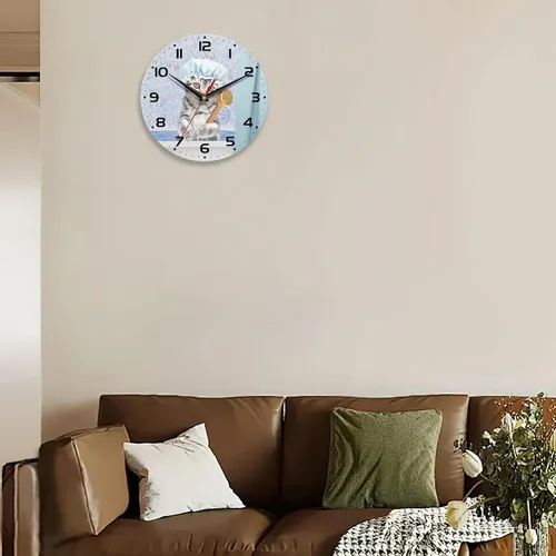 Miniatura 7 de Reloj de pared con diseño de gato, bonito reloj de pared para sala de estar, funciona con pilas, silencioso y sin tictac, decorativo para el hogar