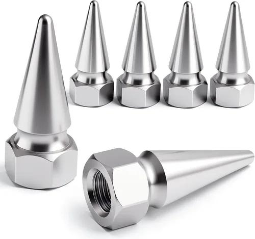 Miniatura 45 de 4 piezas de tapas de válvula de rueda con forma de punta, tapa de aire de aluminio para automóviles, cubiertas universales de válvula de rueda a