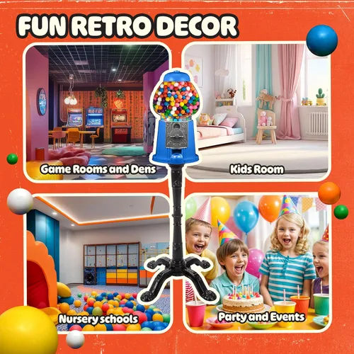 Miniatura 5 de Great Northern Popcorn - Máquina de chicles de 15 pulgadas con soporte y banco de monedas, máquina expendedora de caramelos con globo de vidrio