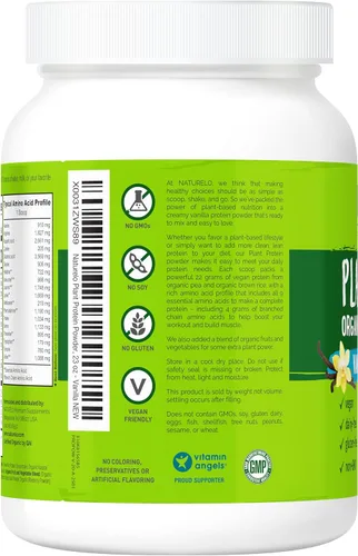 Miniatura 7 de NATURELO Proteína vegetal en polvo, vainilla, 0.78 oz de proteína, sin OMG, vegano, sin gluten, lácteos o soja, sin sabores artificiales, colorantes